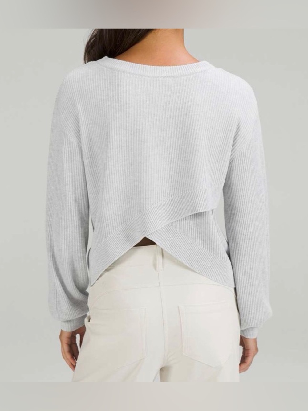 NWOT New Lululemon Reversible Crossover Sweater Heathered Core Ultra Light Grey